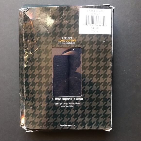 Ben Sherman 2 Pack Button Fly Boxers, Black, Size Large - Picture 6 of 7
